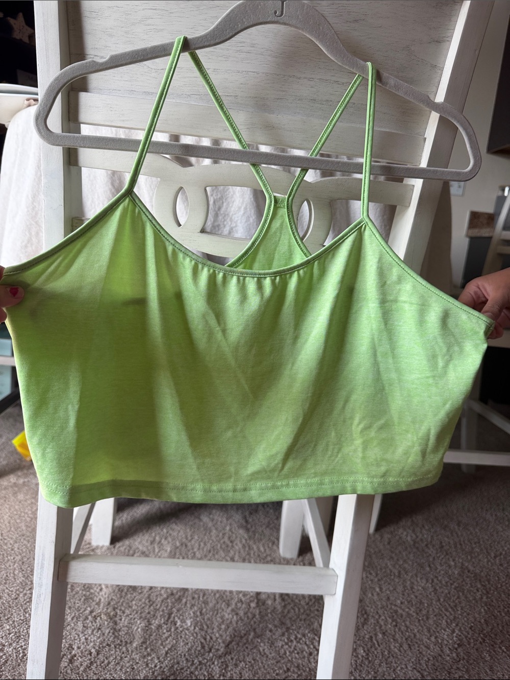 SHEIN Lime Green Spaghetti Strap Cropped Tank Top